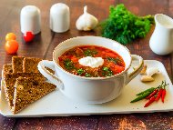 Рецепта Супа борш с телешки език, цвекло и червено зеле